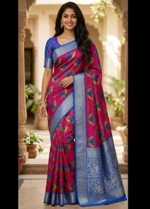 Pink And Blue New Saree