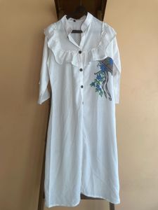 White Ruffle Detail Dress