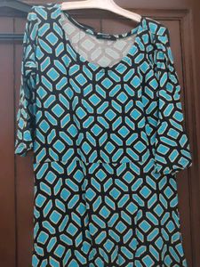 Blue Geometric Print Dress