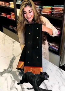 Elegant Black &amp; Gold Banarasi Silk Saree