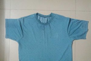 Men's Blue Textured T-Shirt