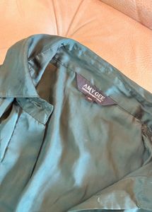 Chic Ruched Satin Button-Up Shirt