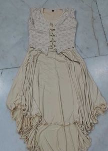 Elegant Beige Ethnic Gown