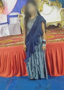 Elegant Blue Embellished Ethnic Gown