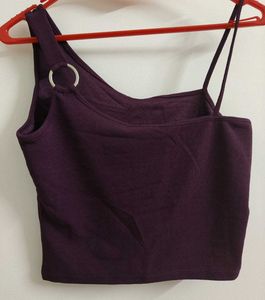 Stylish One-Shoulder Ring Detail Top