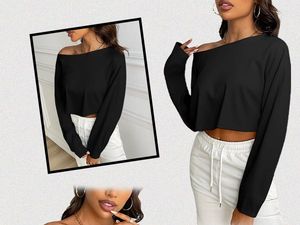 Black Off-Shoulder Long Sleeve Top