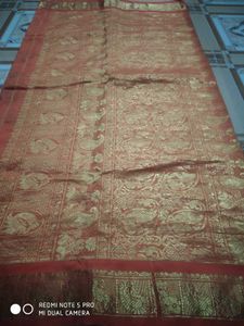 Old Vintage Silk Saree Golden Zari Work