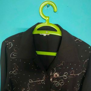 Sparkling Coffee brown Button-Up Top
