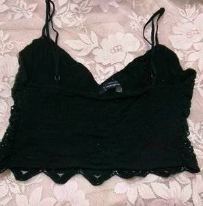 Black Crochet Crop Top
