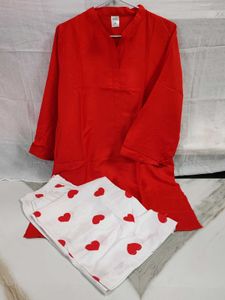 Cord Set with Heart Printed Palazzo