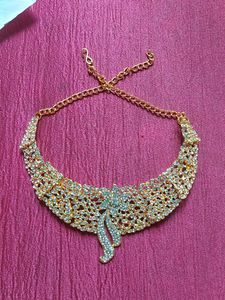 Stunning Gold and Crystal Necklace,with given eari