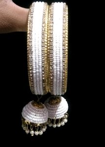 White Bangle with Latkan 2 Piece
