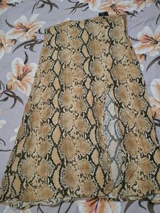 Snake Print Maxi Skirt with Slit