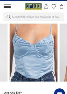 Light Blue Satin Corset Top
