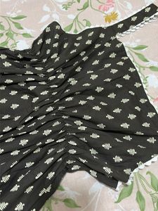 Chic Black Printed flared short kurti