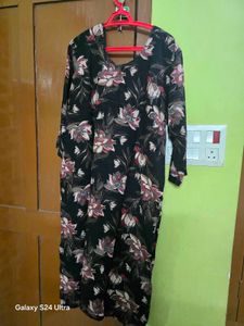 Floral Print Black Blouse