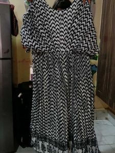 Party Wear Black White Dress