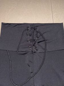 Tie Waist Black Leggings