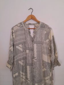 Off White Printed Kurta (Women's)