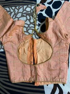 Peach Blouse with Gold Lines