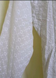 White Chikankari Dress Cum Kurta.