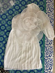 Chic Big White Floral Mini Dress