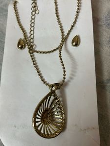 Teardrop Pendant Necklace &amp; Earrings Set