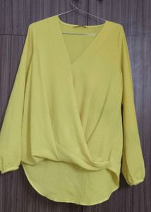 V-Neck Draped Long Sleeve Blouse