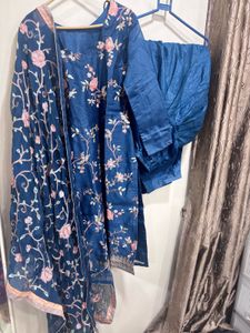 Elegant Blue Embroidered Kurta Set