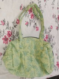 Light Green Floral Quilted Handbag
