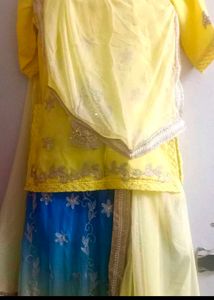 Yellow &amp; Blue rajputi poshak