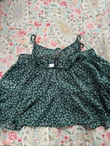 Green Floral Tiered Cami Top