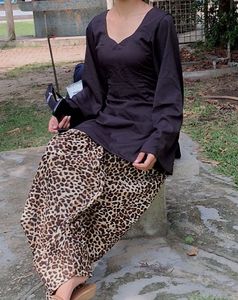 Black back dori Kurti with Leopard Print farshi Sa