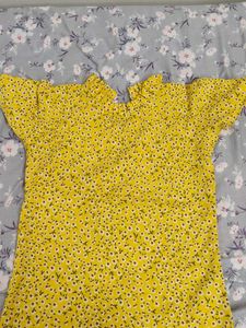 Floral Yellow Top with Ruffle Detail