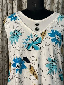 White Floral Sleeveless Top