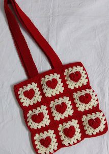 Red heart granny bag