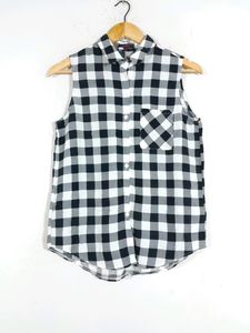 Black&white Checks Casual Shirt(Women's)