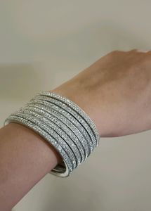 Silver Bangles With Diamond