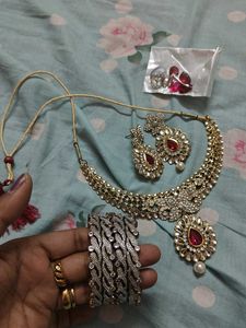 Elegant Kundan Necklace, Bangalore and Earring Set