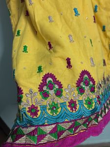 Yellow Embroidered Kurti with leggings