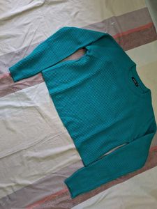 Teal Ribbed Knit Sweater