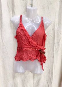 I. Chic Coral Wrap Top