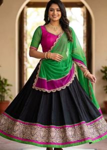 black and multicolour ghaghra