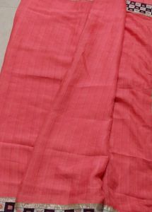 Elegant Pink Saree with Embellished Border