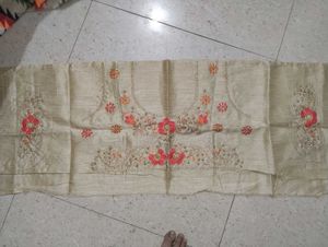 Elegant Embroidered Silk Saree Blouse(unstitched)