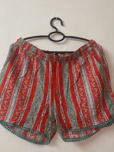 Patterned Orange Shorts