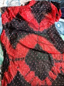 Red and Black Bandhani Fabric