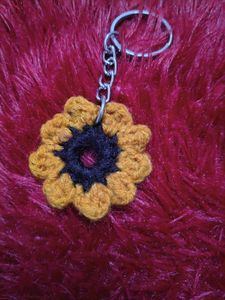 Handmade Crochet Flower Keychain