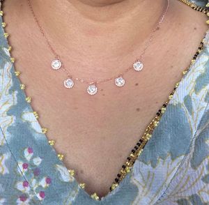 Rose Gold Necklace with Crystal Pendants SS925