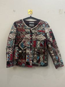 Quilted Geometric Print Jacket